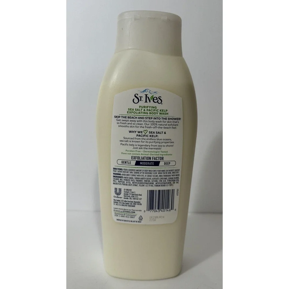 1-St. Ives‎ Purifying Sea Salt & Pacific Kelp Exfoliating Body Wash 24 oz NEW